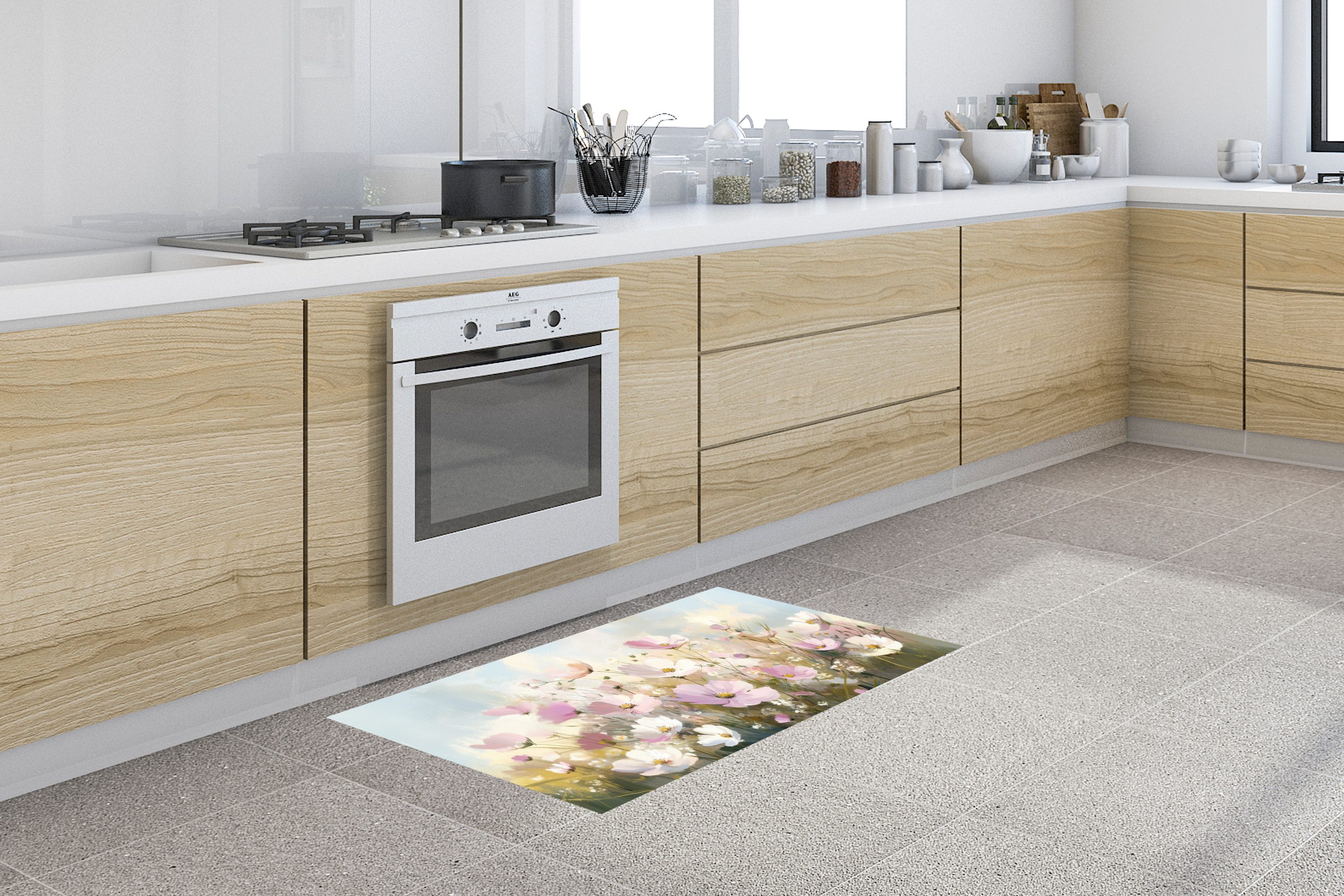 MuchoWow Küchenläufer Blumenfeld - Helle Farbtöne günstig online kaufen