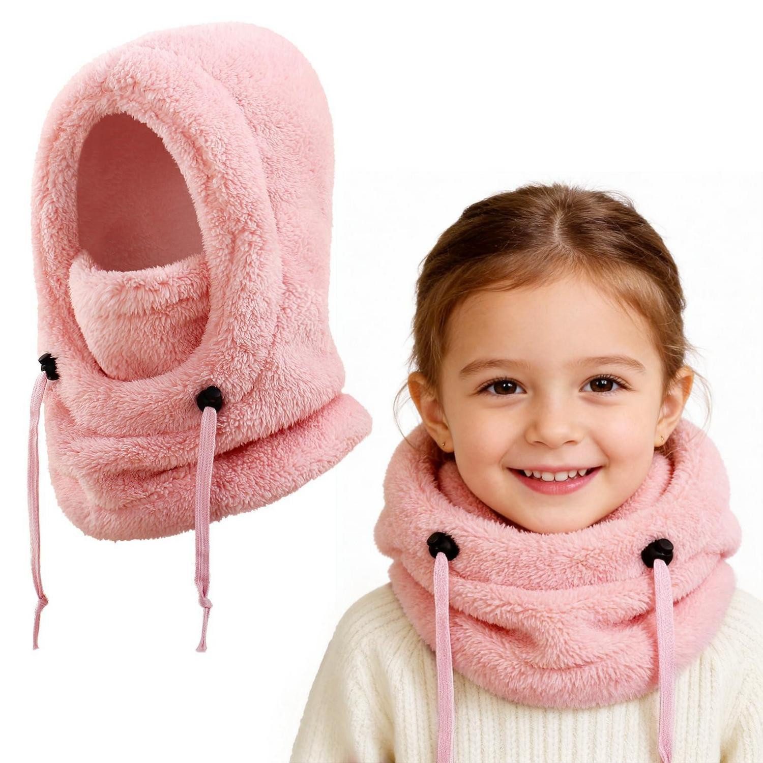 LuxusKollektion Sturmhaube Sturmhaube Kinder Thermo Fleece Skimaske Halswärmer Rosa