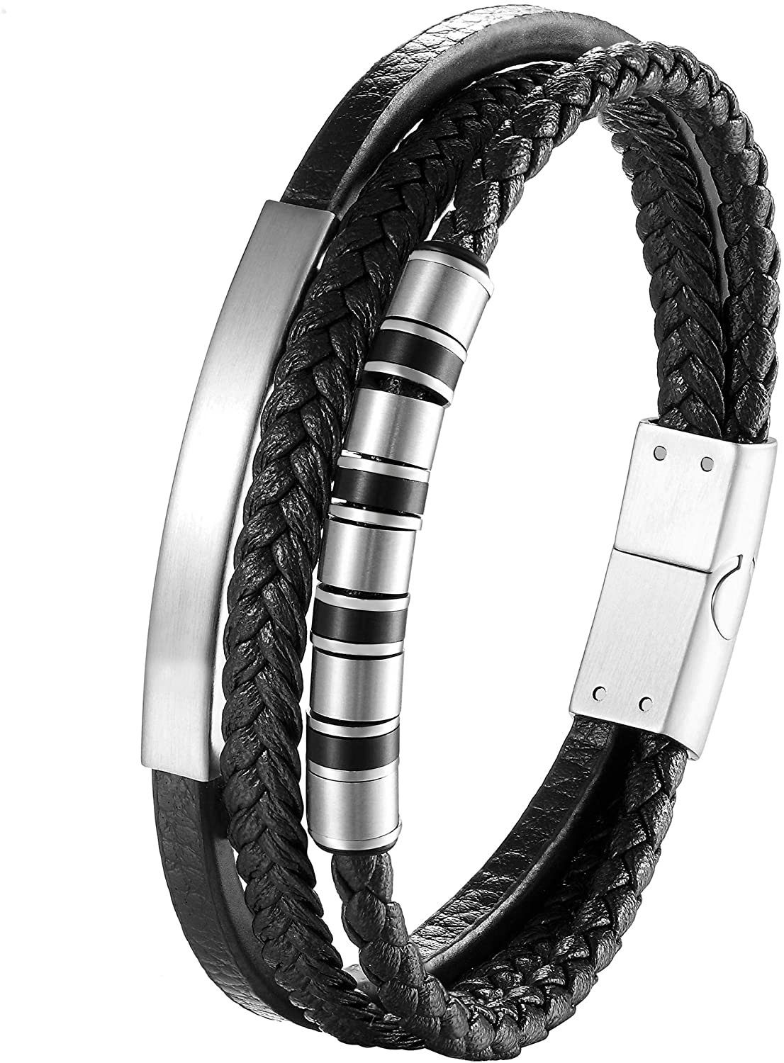 Lederarmband Karisma Männer Mehrreihiges Lederarmband Platte