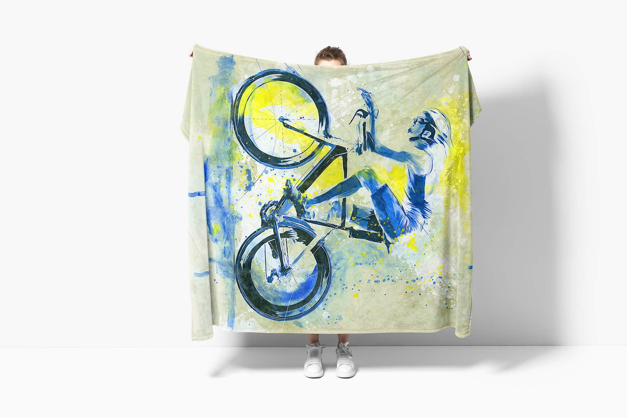 Handtücher SplashArt Sport Handtuch Strandhandtuch Saunatuch Kuscheldecke Kunstvoll Radsport Sportha, Baumwolle-Polyester-Mix (1-St), Handtuch