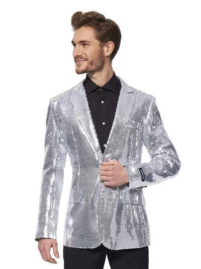 Opposuits Kostüm SuitMeister Glitzerjacke silber, Eine silberne Discokugel zum Anziehen!