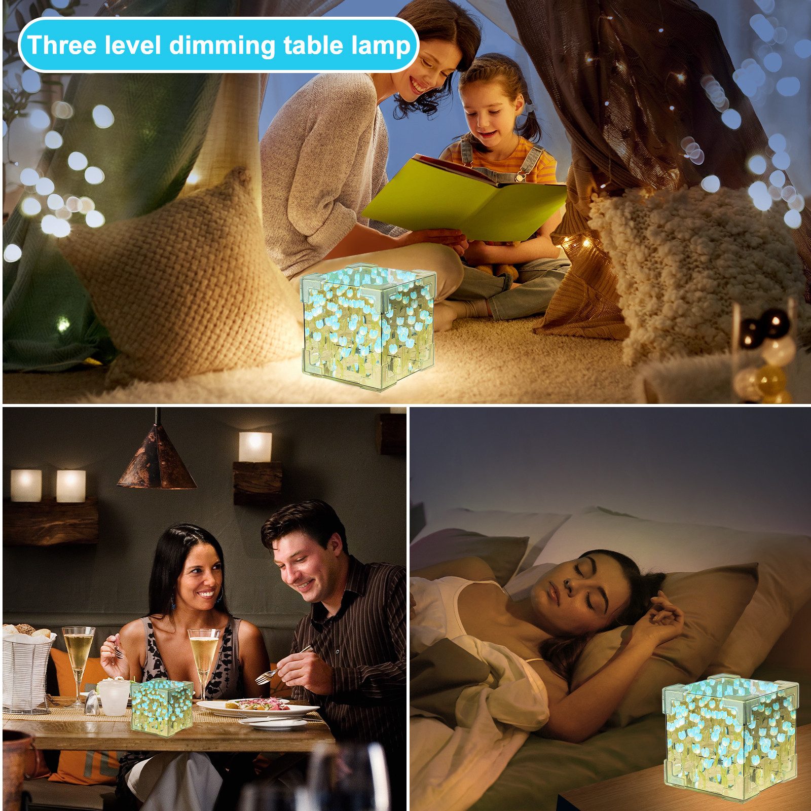 BlingBin Nachtlicht Tulpenwürfel Spiegel Lampe Tulpen Nachtlicht Blumen Tis günstig online kaufen