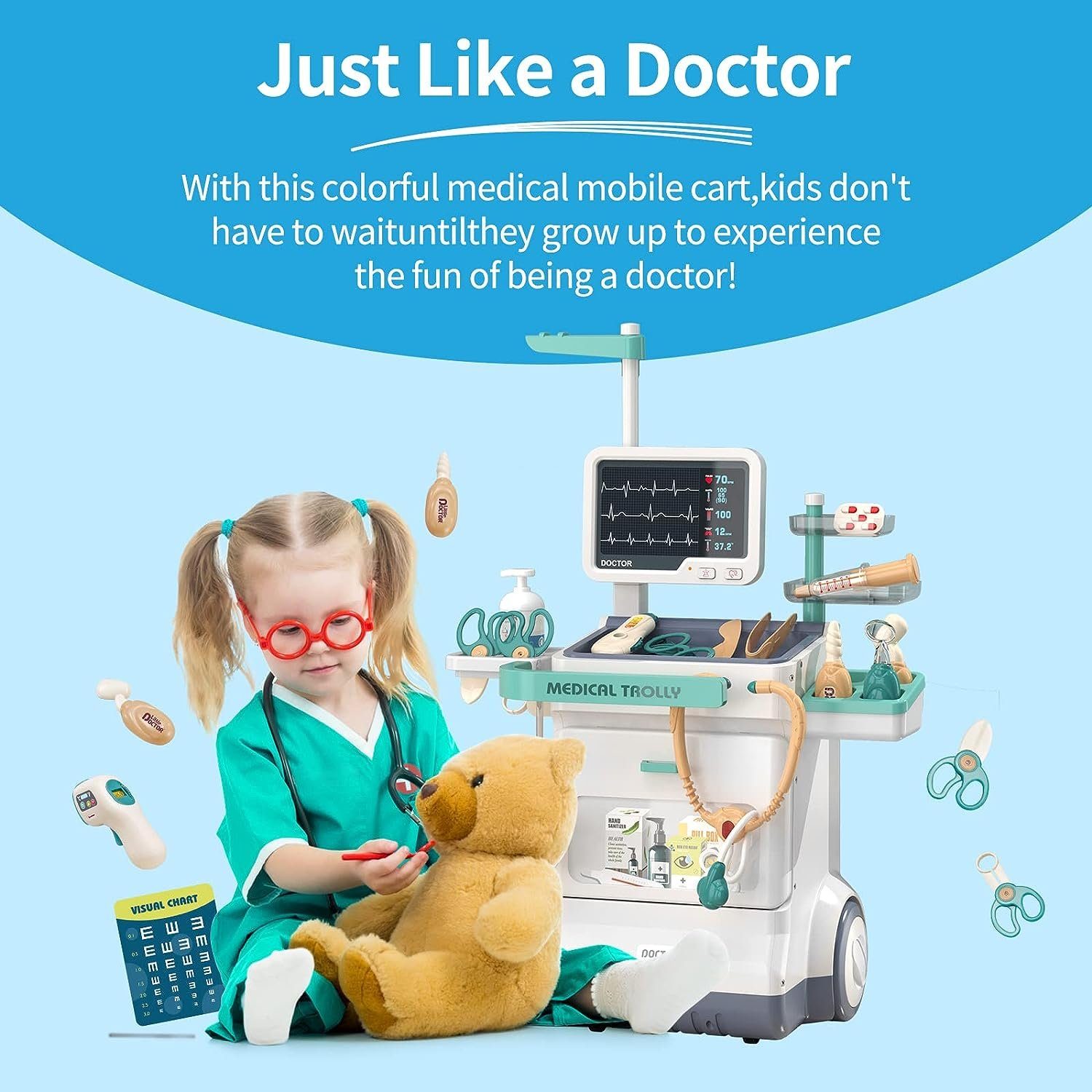 (26-tlg)Kids Koffer for Doctor Inshow Spielzeug-Arztkoffer Kit Arzttasche, Toddlers