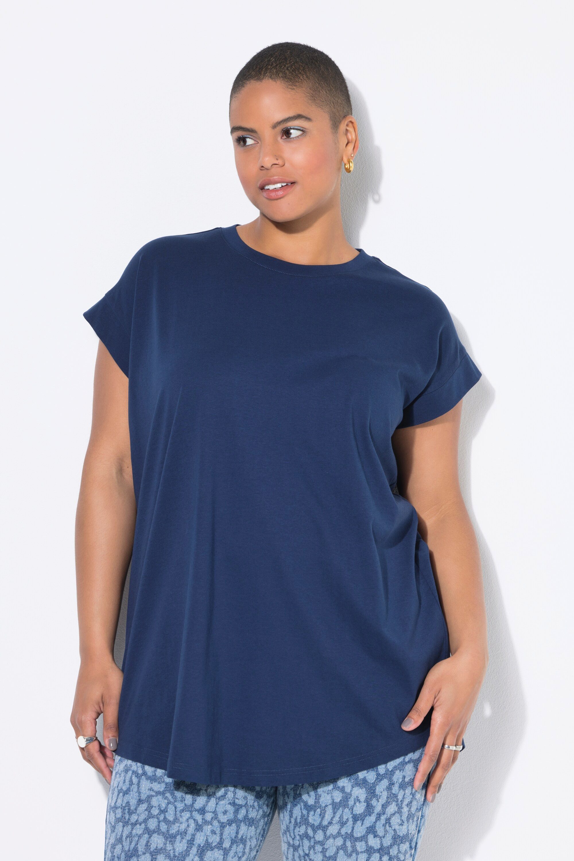 Studio Untold T-Shirt T-Shirt oversized gerundeter Saum Halbarm günstig online kaufen