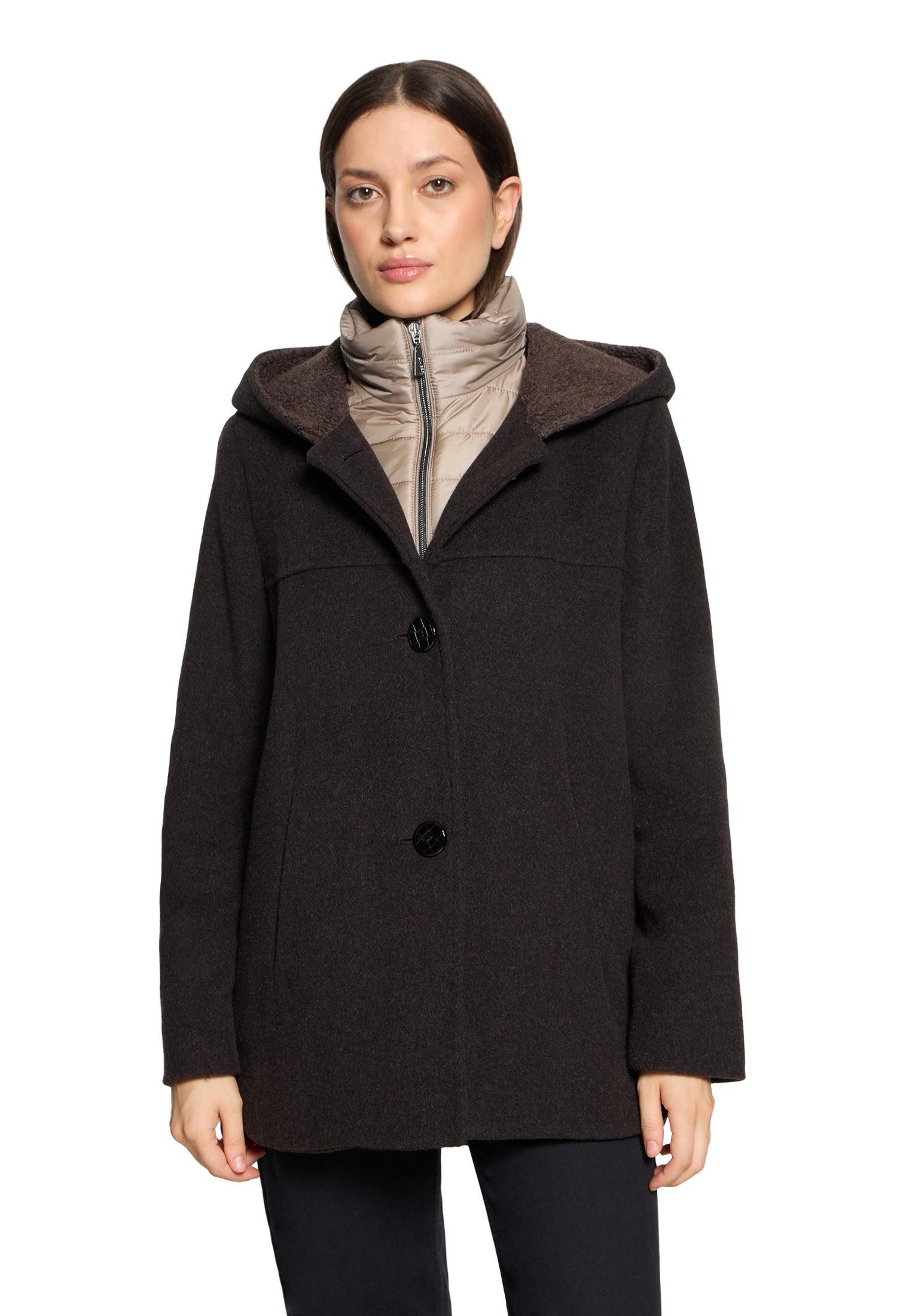 Gil Bret Fleecejacke Fleecemantel mit Wolle und Kapuze