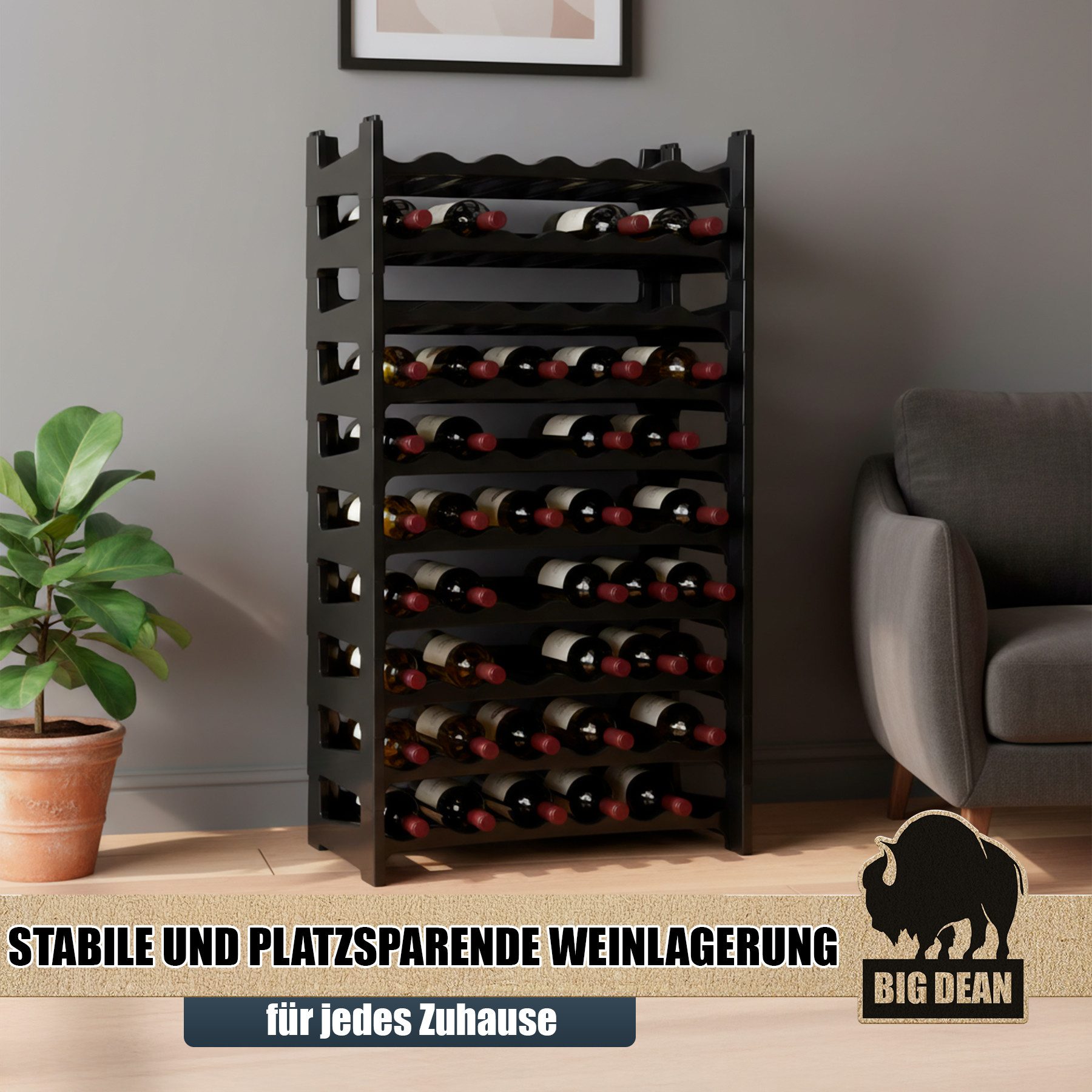 BigDean Flaschenregal Flaschenregal stapelbar für 60 Flaschen Weinregal, Se günstig online kaufen
