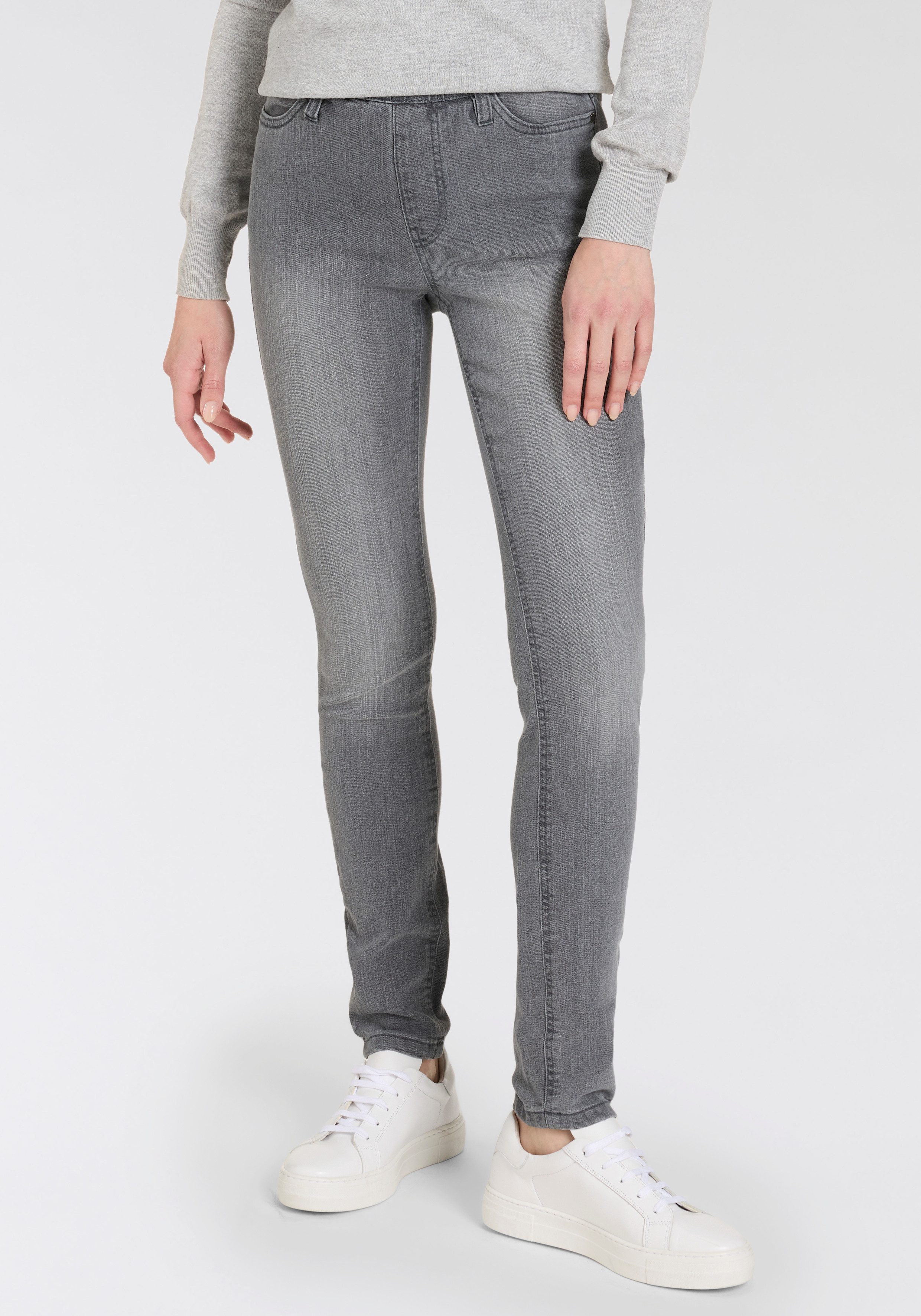 Arizona Jeansjeggings (Packung, 2er-Pack) enge Passform, Röhrenjeans, Used-Look-Waschung, hohe Leibhöhe