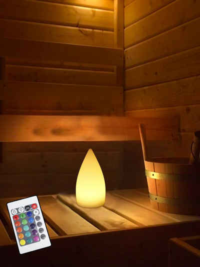 Arnusa LED Tischleuchte Kabellose Akku RGB Lampe Saunalampe Dekoleuchte 11x21 cm, Dimmfunktion, Farbwechsler, USB-C, Akkufunktion, LED fest integriert, Farbwechsler, mit Fernbedienung bis 10 Stunden Leuchtzeit