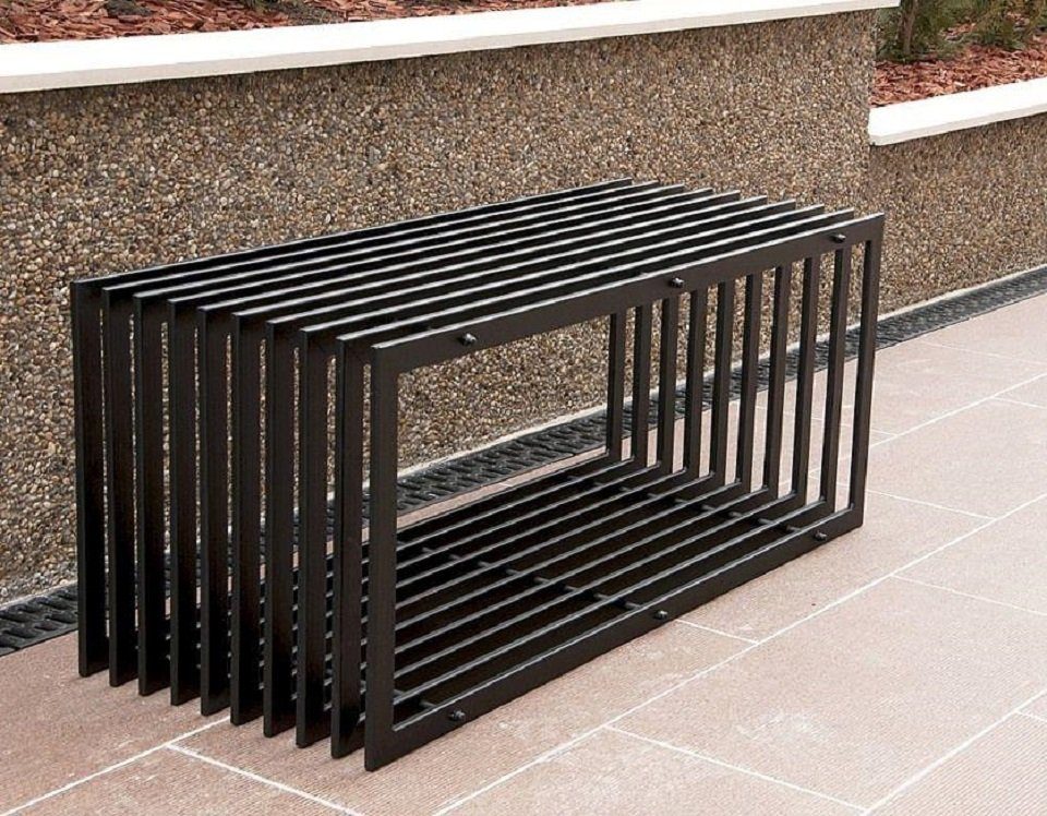 DanDiBo Gartenbank Metall Wetterfest Schwarz 100 cm Sitzbank Modern D-Stil Parkbank, Eisen Blumenbank
