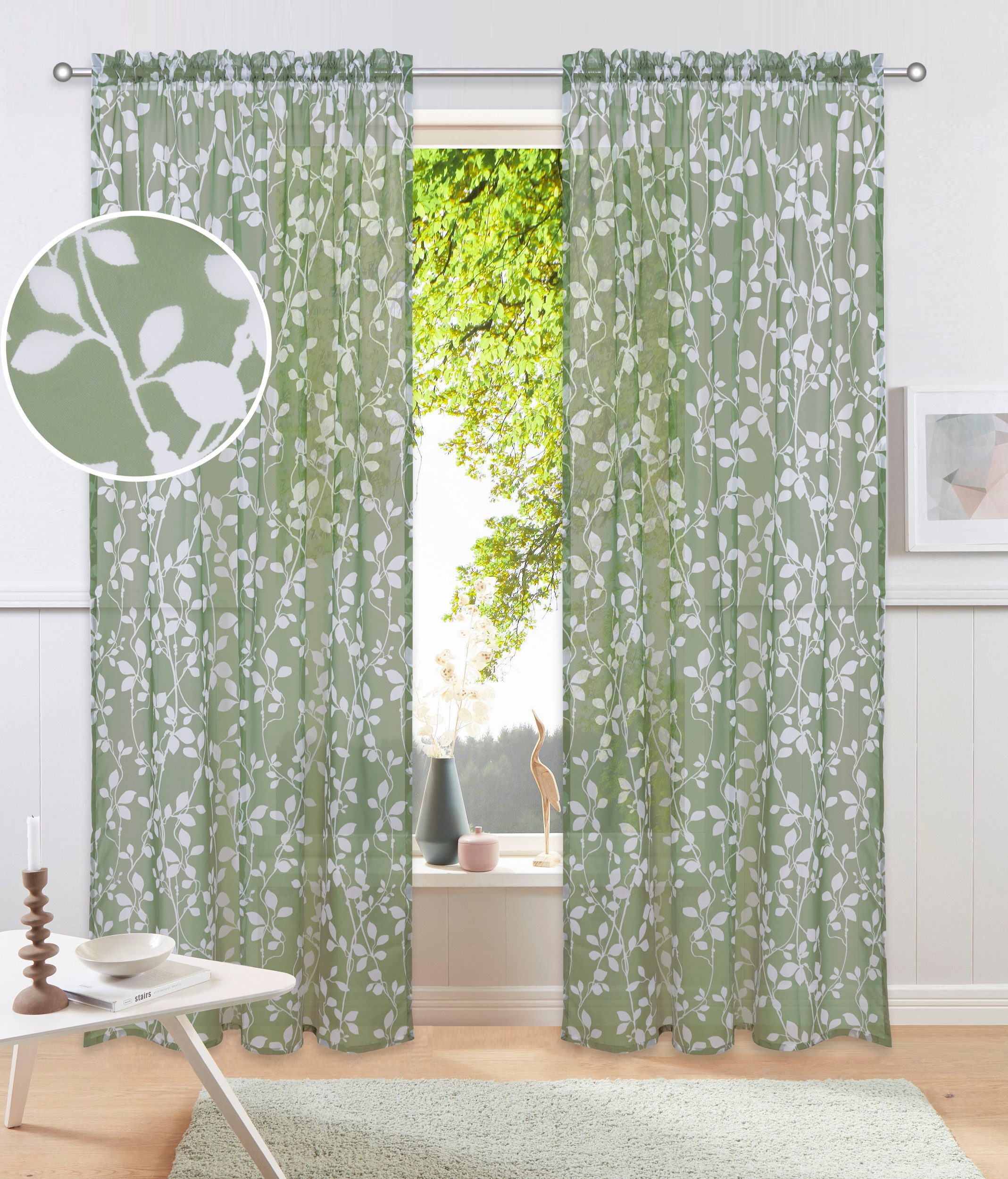 my home Gardine Issoire (1 St), Stangendurchzug, transparent, Wohnzimmer, S günstig online kaufen