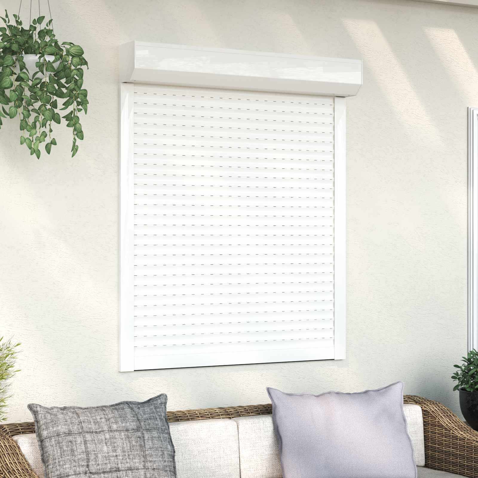vidaXL Fensterladen Rollladen Weiß 100 x 130 cm Aluminium und Polyurethan, BxH: 14x130 cm, (1-St)