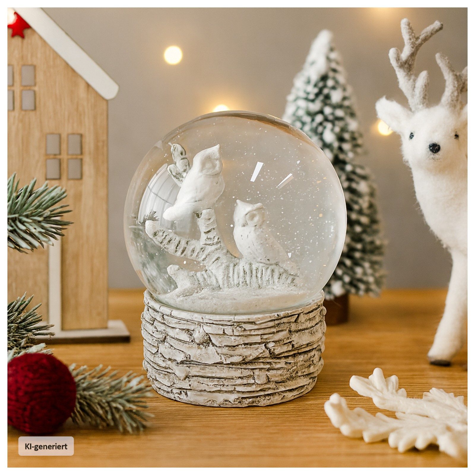 HTI-Living Schneekugel Schneekugel Eulen (Stück, 1 St., 1 Schneekugel), Dekofigur Weihnachtsdekoration