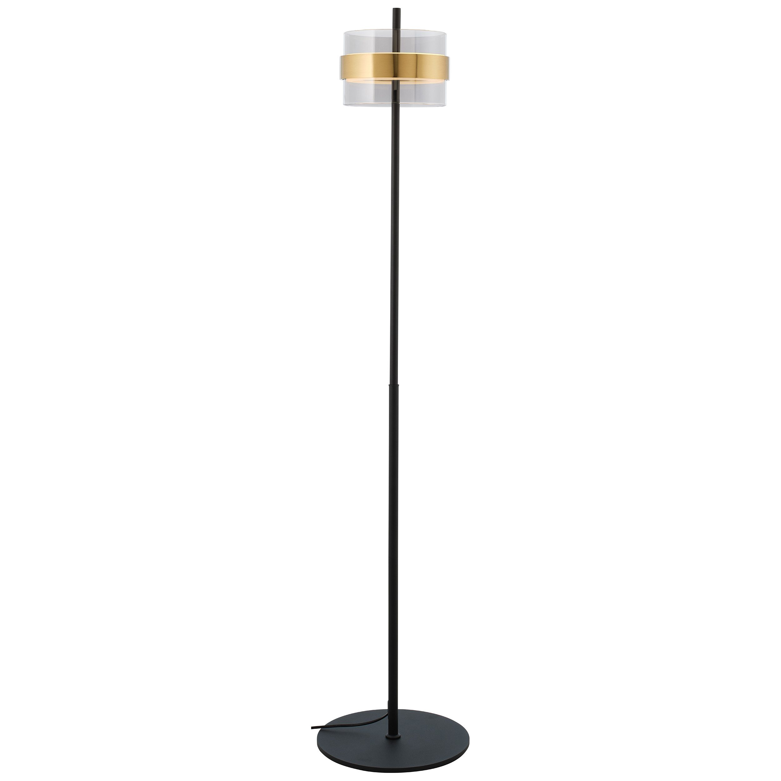 lumiCouture LED Stehlampe Inside, Dimmfunktion, Memoryfunktion, LED fest integriert, Warmweiß, Ø 30 cm x 146 cm, 2000 lm 2700 K, Metall/Glas, messingfarben/rauchglas