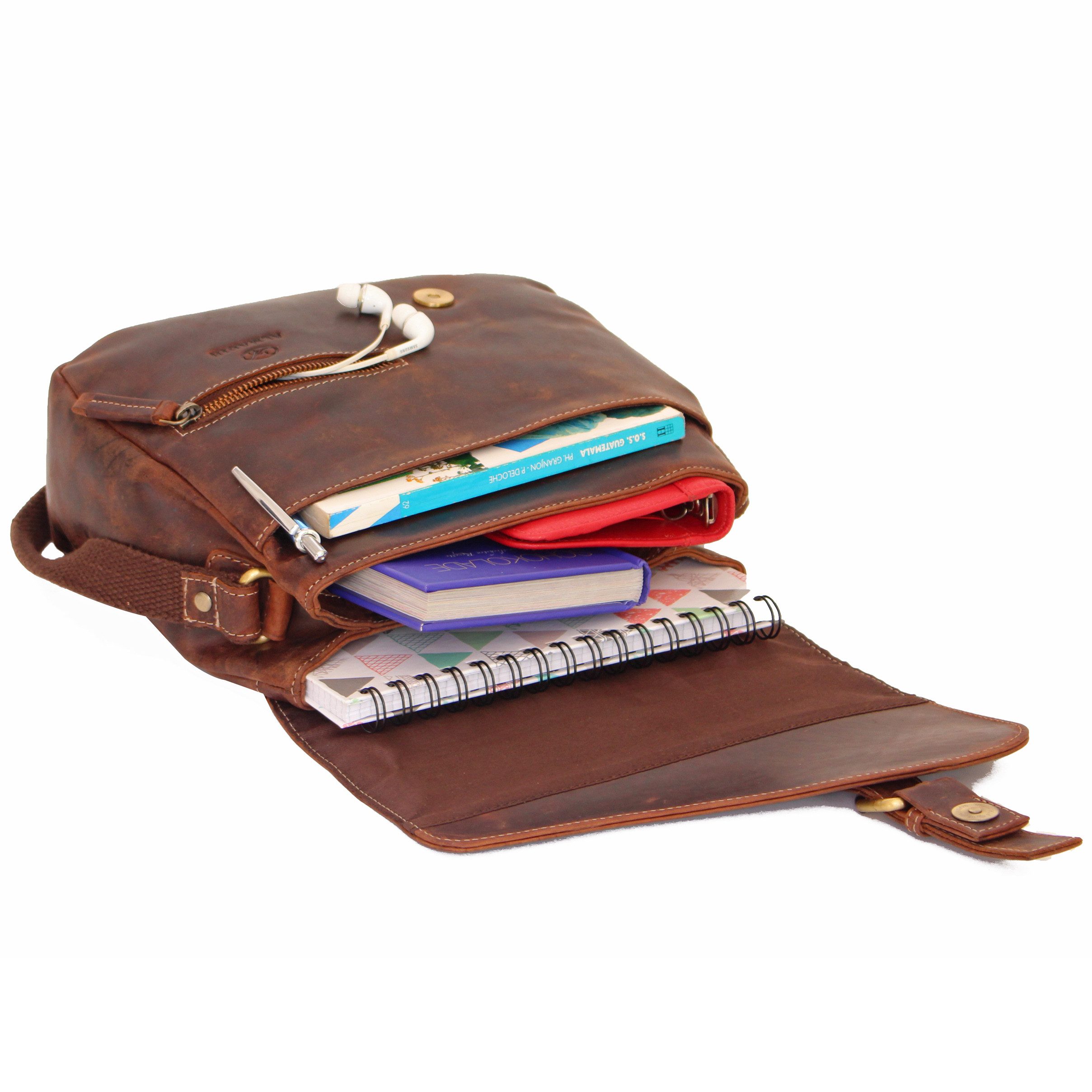 ALMADIH Umhängetasche Leder Damentasche MIKI Ledertasche Schultertasche Freizeittasche