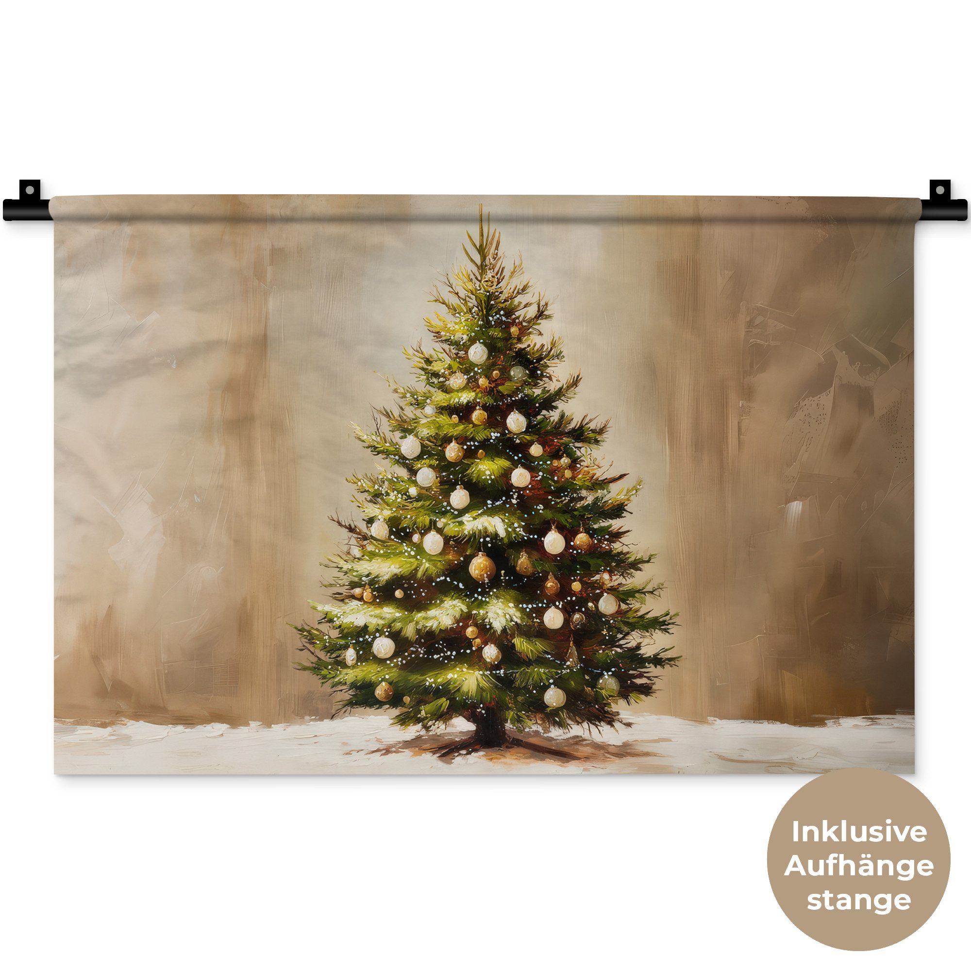 MuchoWow Wandteppich Weihnachten - Atmosphäre - Grün, Rechteckig, Höhe: 3 mm, Wandteppich für Wohnzimmer, Schlafzimmer, 60x40 cm