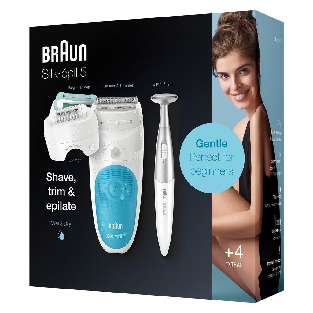 Epilierer Braun Silk-épil 5 81706344 Epilierer 28 Pinzette Weiß, Türkis