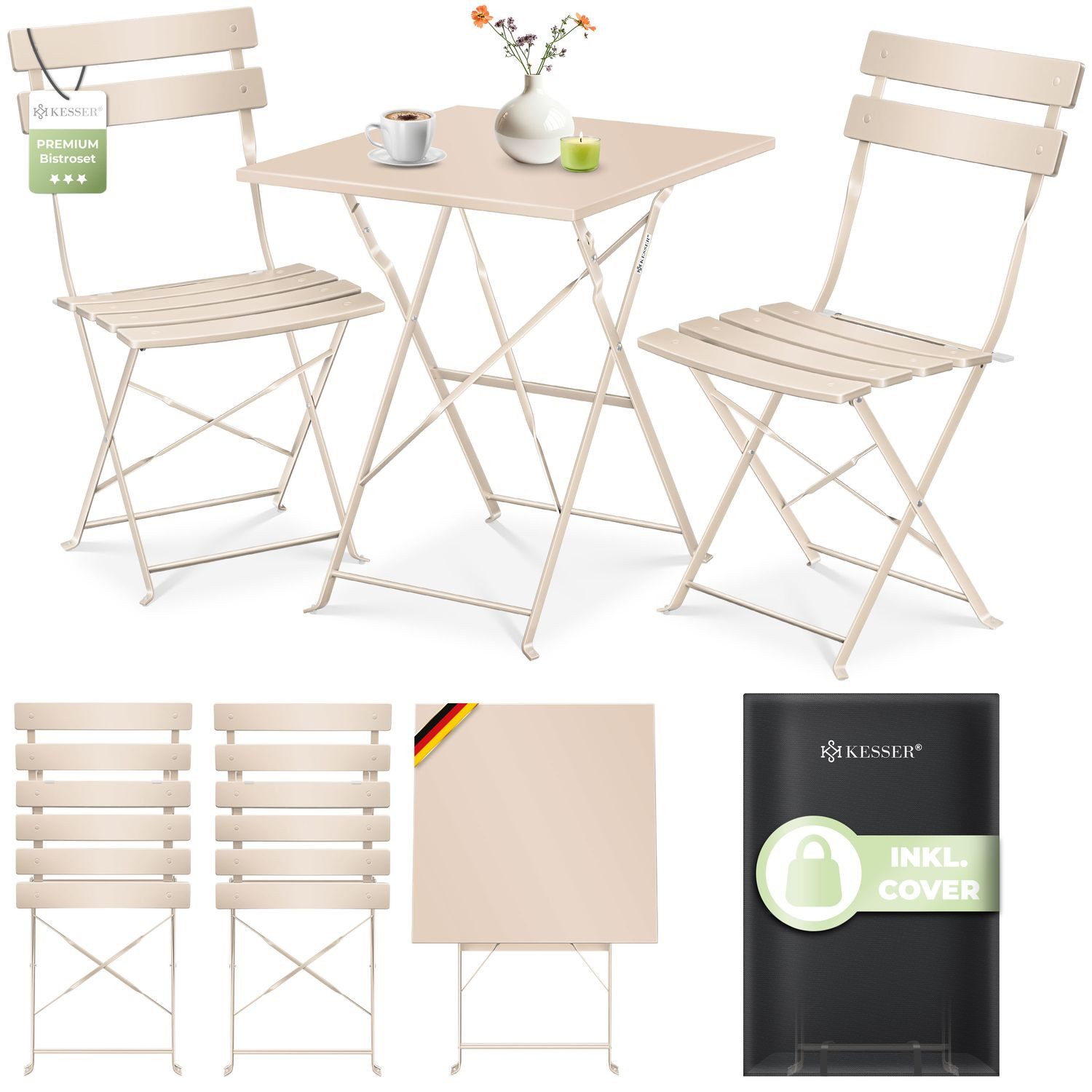 KESSER Bistrotisch 3-teiliges Bistroset Outdoor Sitzgruppe günstig online kaufen
