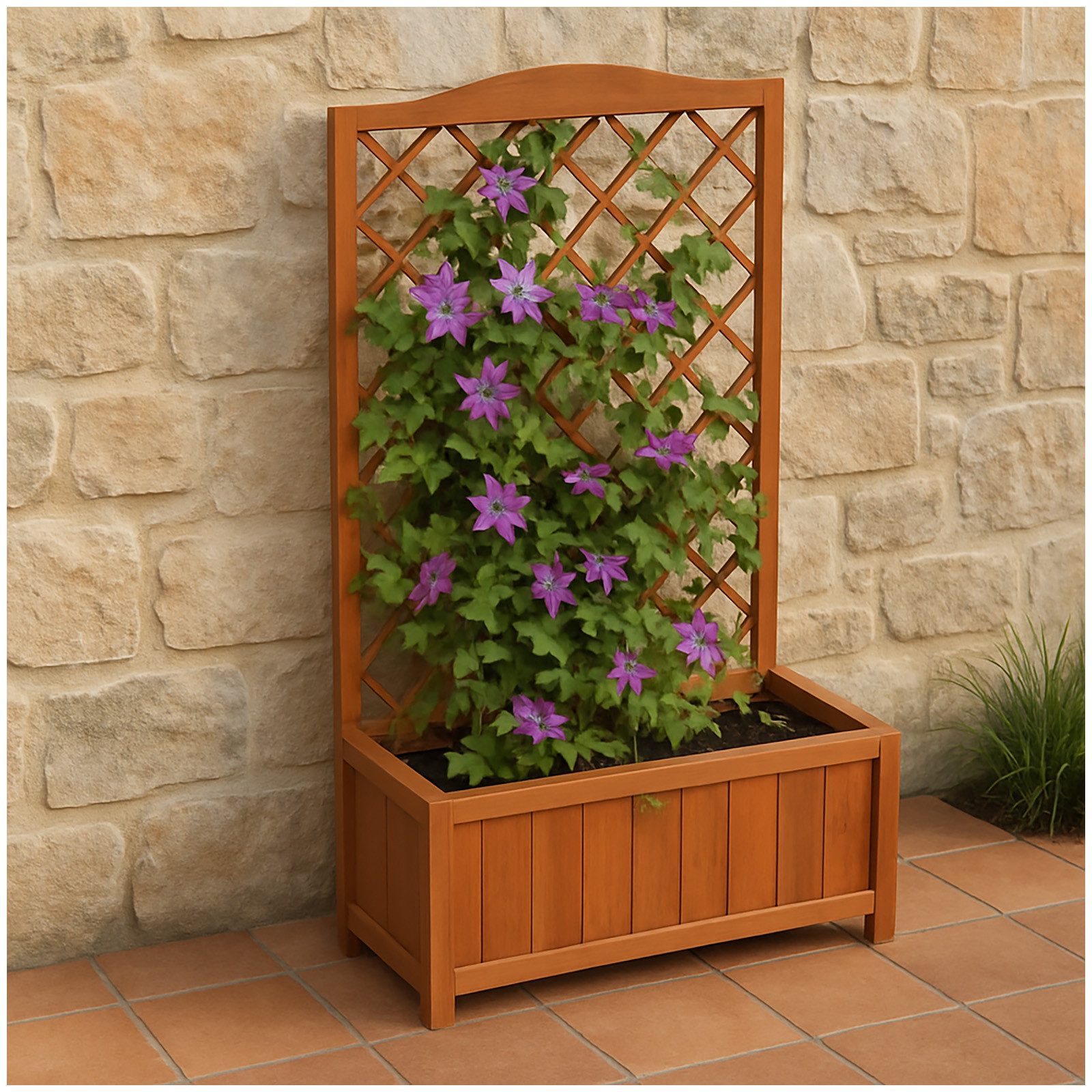 HTI-Living Pflanzkübel Pflanzkasten mit Rankgitter aus Holz (Stück, 1 St., 1x Pflanzkübel mit Rankgitter), Blumenkasten mit Spalier Holz