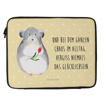 Mr. & Mrs. Panda Laptop-Hülle Chinchilla mit Blume - Gelb Pastell - Geschenk, Computertasche, Kumme