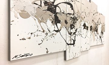 WandbilderXXL Gemälde Latte Macchiato 190 x 80 cm, Abstraktes Gemälde, handgemaltes Unikat