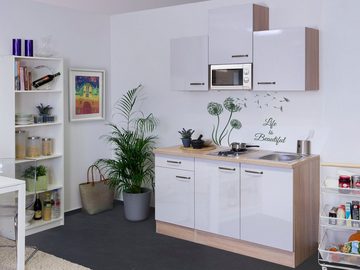 Flex-Well Küche Florenz, Gesamtbreite 150cm, mit Mikrowelle und Kochfeld, viele Farbenvarianten