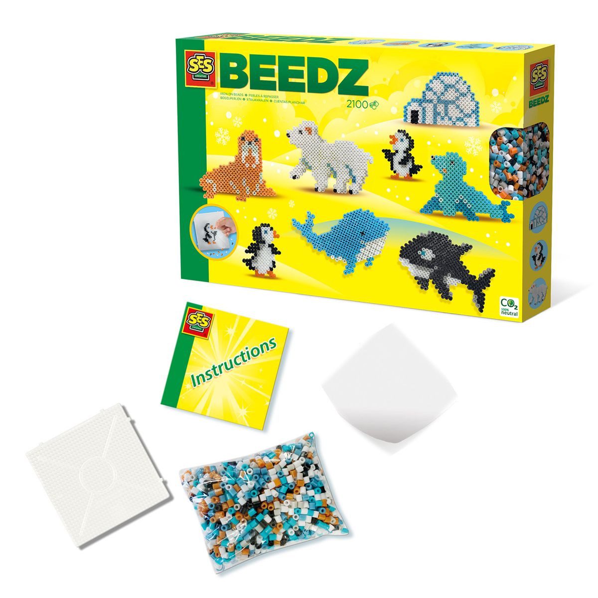 Rössler Bastelperlen SES CREATIVE Bügelperlenset BEEDZ Polartiere 2100 Stück