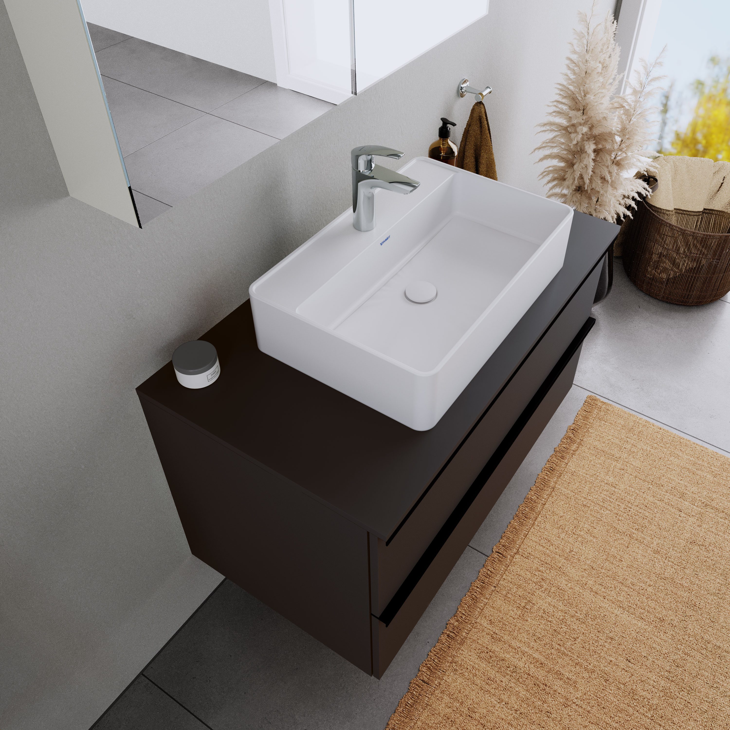 Duravit Aufsatzwaschbecken DuraBrezza 60cm Weiß matt, Duravit DuraBrezza Aufsatzwaschbecken 60cm Mineralguss