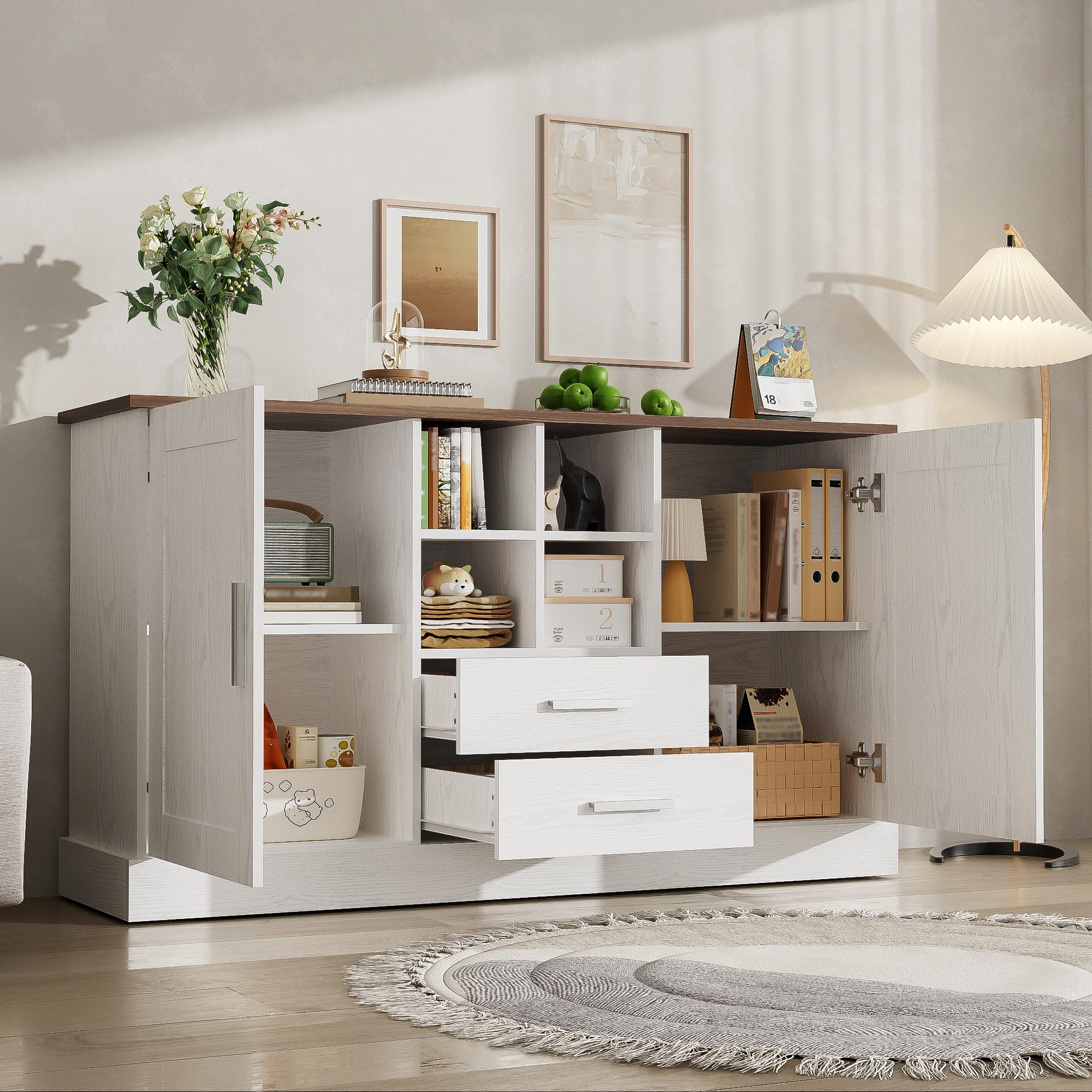 Merax Sideboard Holzoptik (1 St), Kommode mit mit Türen & Schubladen, Breit: 140cm