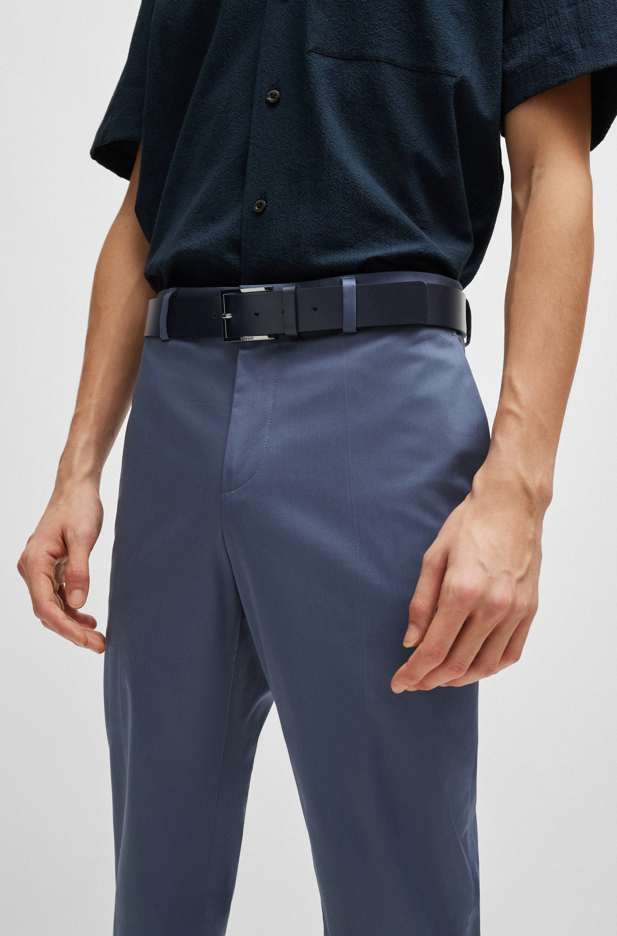 HUGO Ledergürtel Geek_Sz35 mit kontrastfarbenen Nähten und dezenter Metalls günstig online kaufen