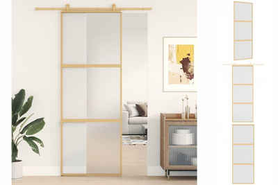 vidaXL Zimmertür Schiebetür Golden 76x205 cm Matt ESG-Glas und Aluminium Zimmertür Inne