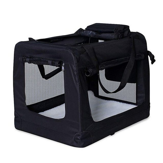 lionto Tiertransportbox Transportbox für Hunde & Katzen, 50 cm x 36 cm x 34 cm, schwarz