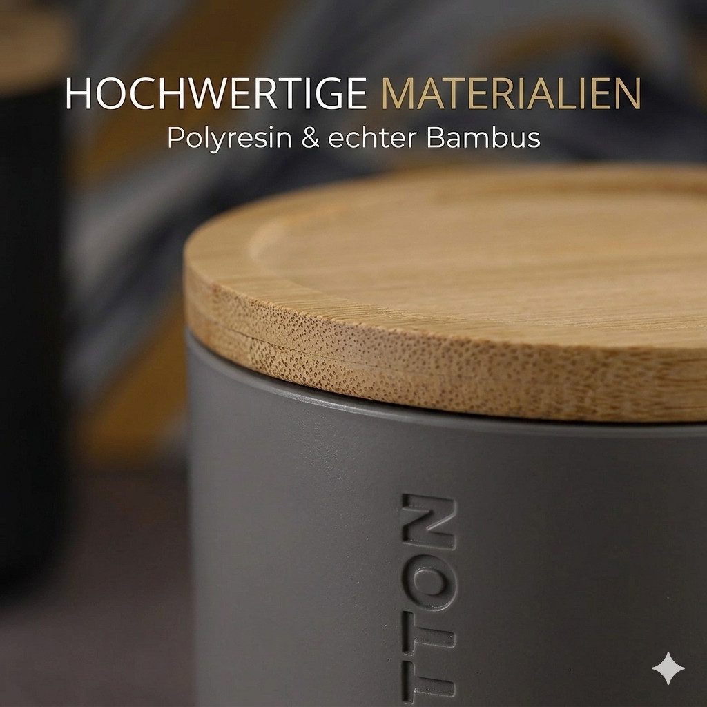 TENDANCE Wattestäbchenspender Wattedose Wattepadspender Kosmetikdose Wattebehälter Polyresin/Bambus
