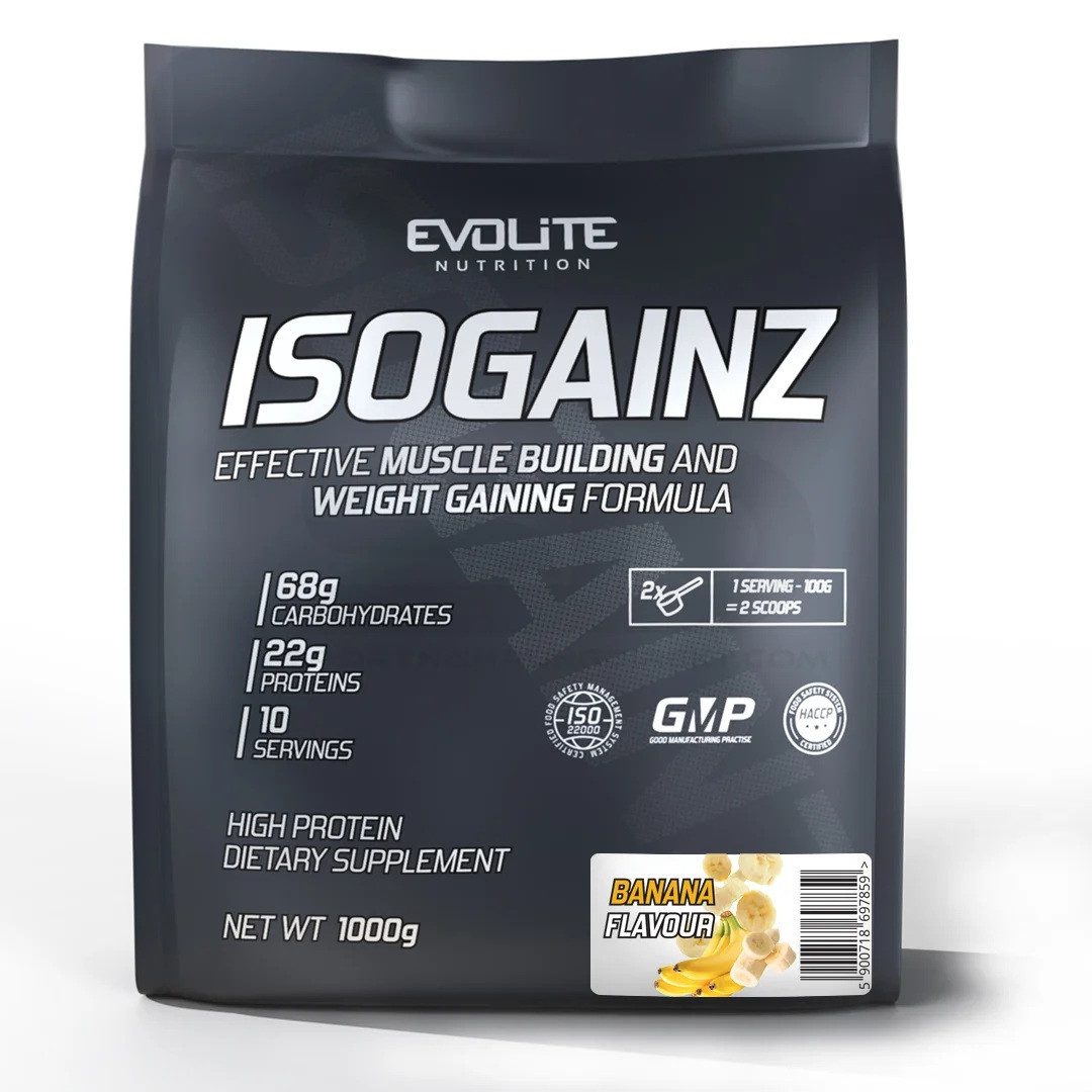 Evolite Nutrition ISO GAINZ GAINER 1000 g Pulver, 1 er Packung à 1000 g, Mit Molkenproteinisolat (WPI), Mit Molkenproteinkonzentrat (WPC)