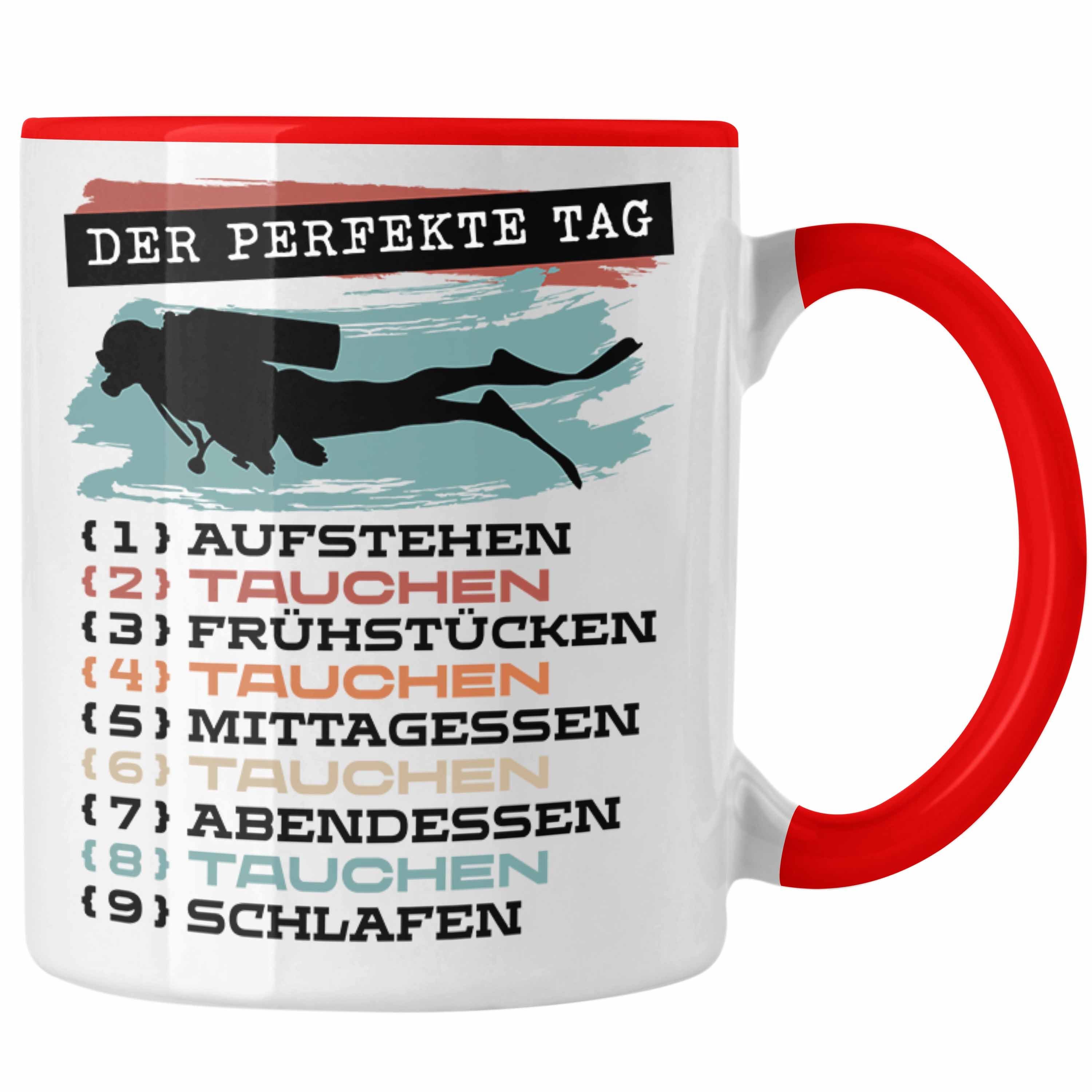 Trendation Tasse Trendation - Taucher Tasse Geschenk Becher Der Perfekte Tag Tauchen Ge Rot | Teetassen