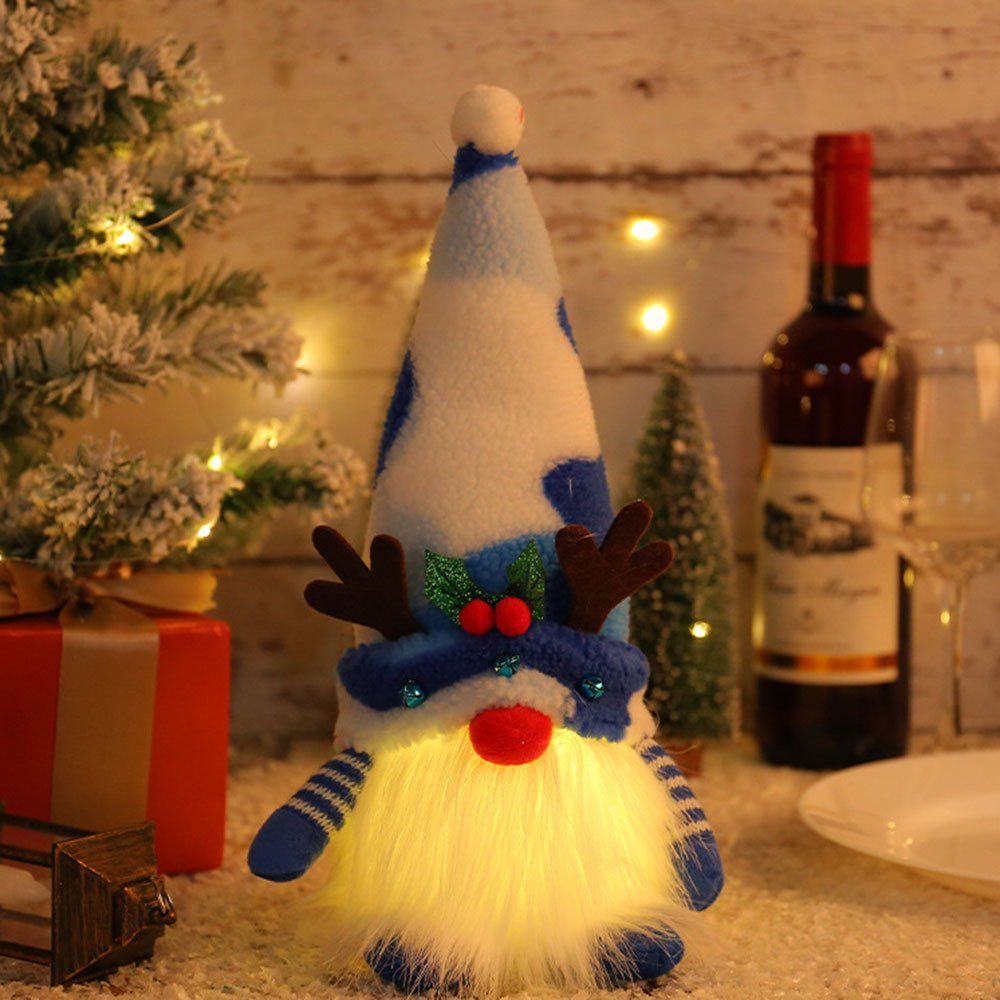 Blusmart Christbaumschmuck Weihnachten Gesichtslose Leuchtende Bequeme Puppe blue Leuchtende
