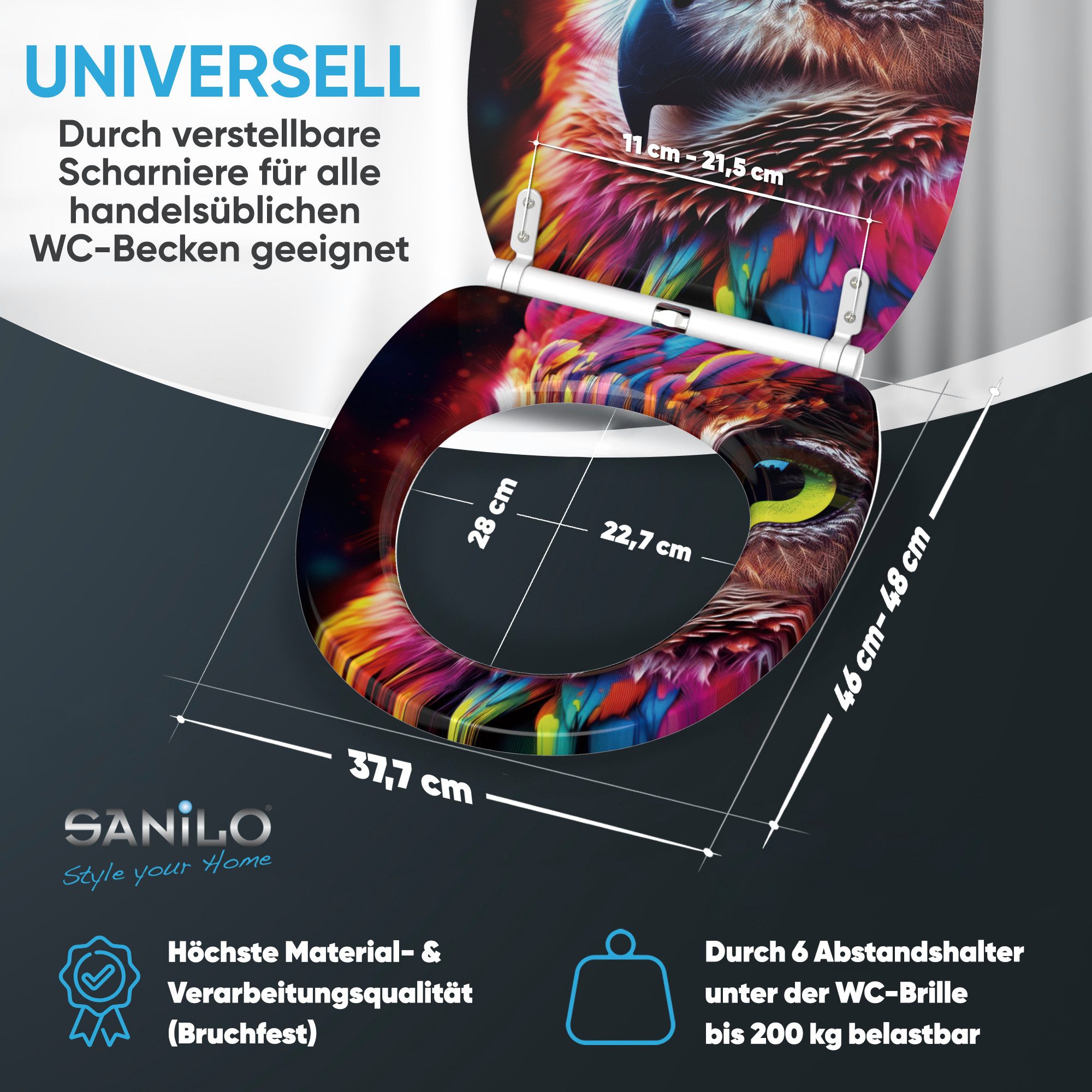 Sanilo WC-Sitz mit Absenkautomatik & Top Fix in vielen Designs, hochwertig, abnehmbar, leichte Montage von oben, mit Schraubenzieher – Bild 4 von 5