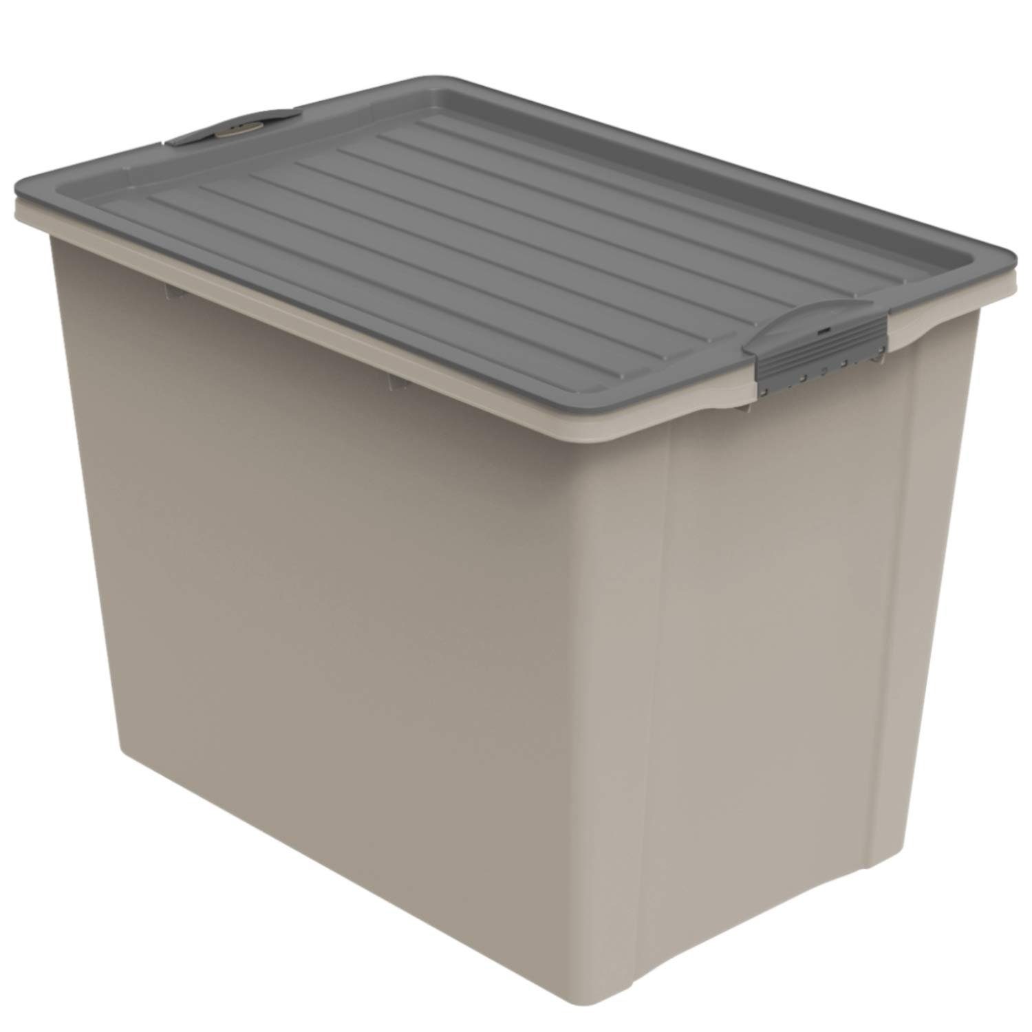 ROTHO Aufbewahrungsbox Compact Aufbewahrungsbox 70l mit Deckel, Kunststoff (PP recycelt) Cappuccino