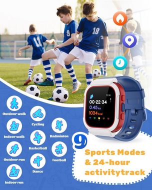 Cloudpoem Smartwatch (1,4 Zoll), Kinder Fitnessuhr ohne SIM Spo2 Spiele IP68 Wasserdicht 6-12 Jahre Uhr