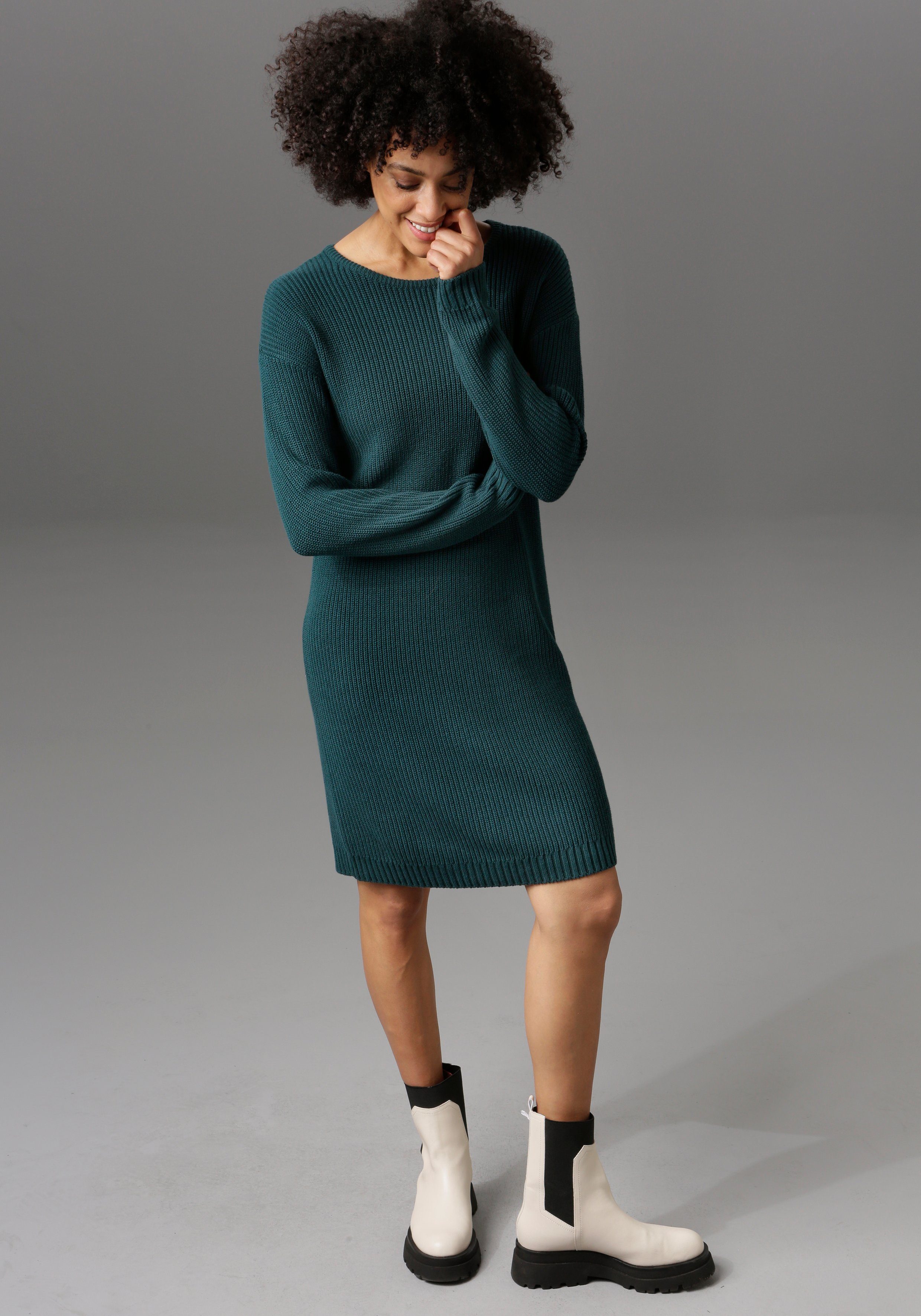 Aniston CASUAL Strickkleid mit Rundhals-Ausschnitt günstig online kaufen