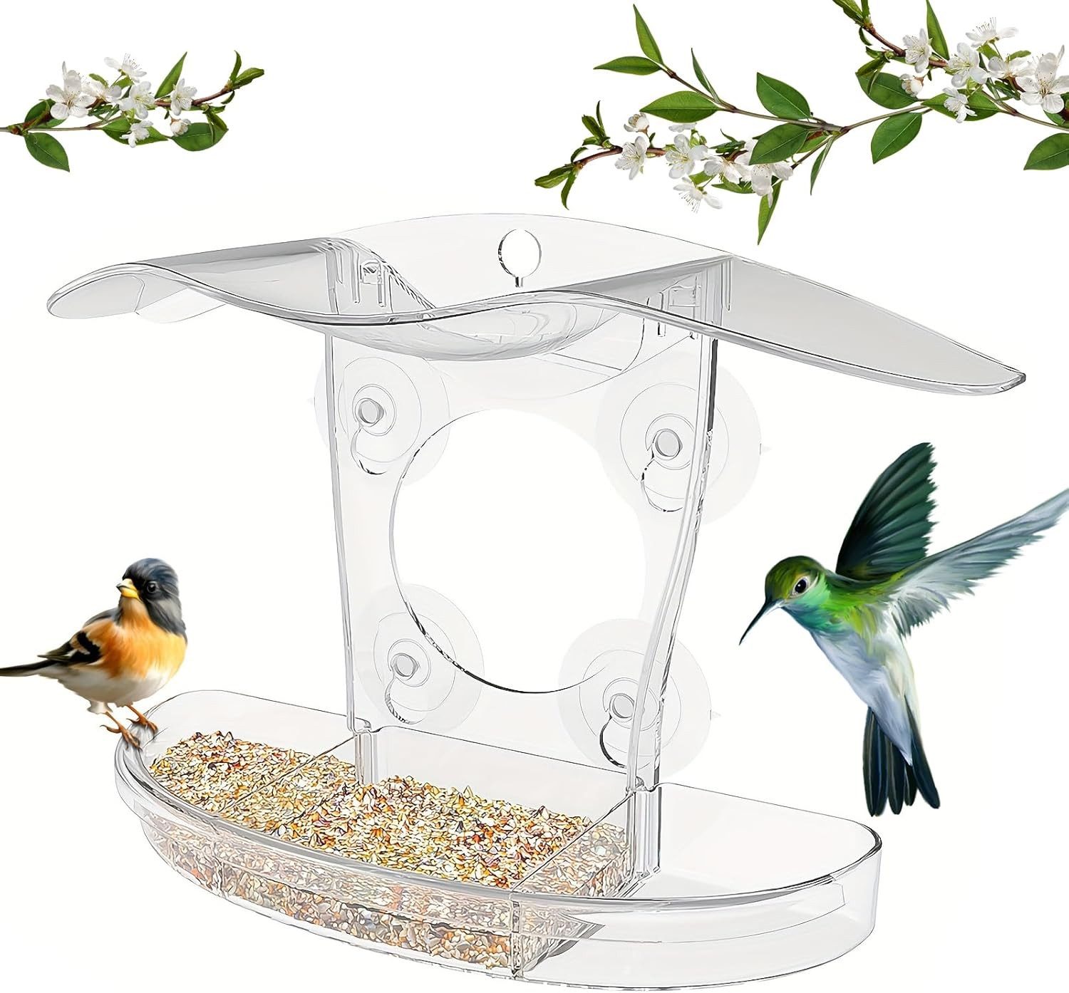 Vogelhaus Vogelfutterhaus, Vogelfutterspender Aus Acryl mit 4 Saugnäpfen