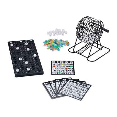 relaxdays Spiel, Bingo-Spiel Set für Kinder & Erwachsene