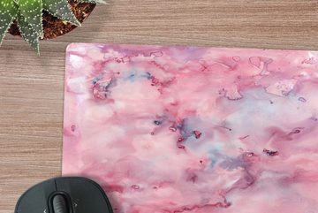 MuchoWow Gaming Mauspad Alkoholtinte - Marmor - Rosa - Muster (1-St), Mousepad mit Rutschfester Unterseite, Gaming, 40x40 cm, XXL, Großes