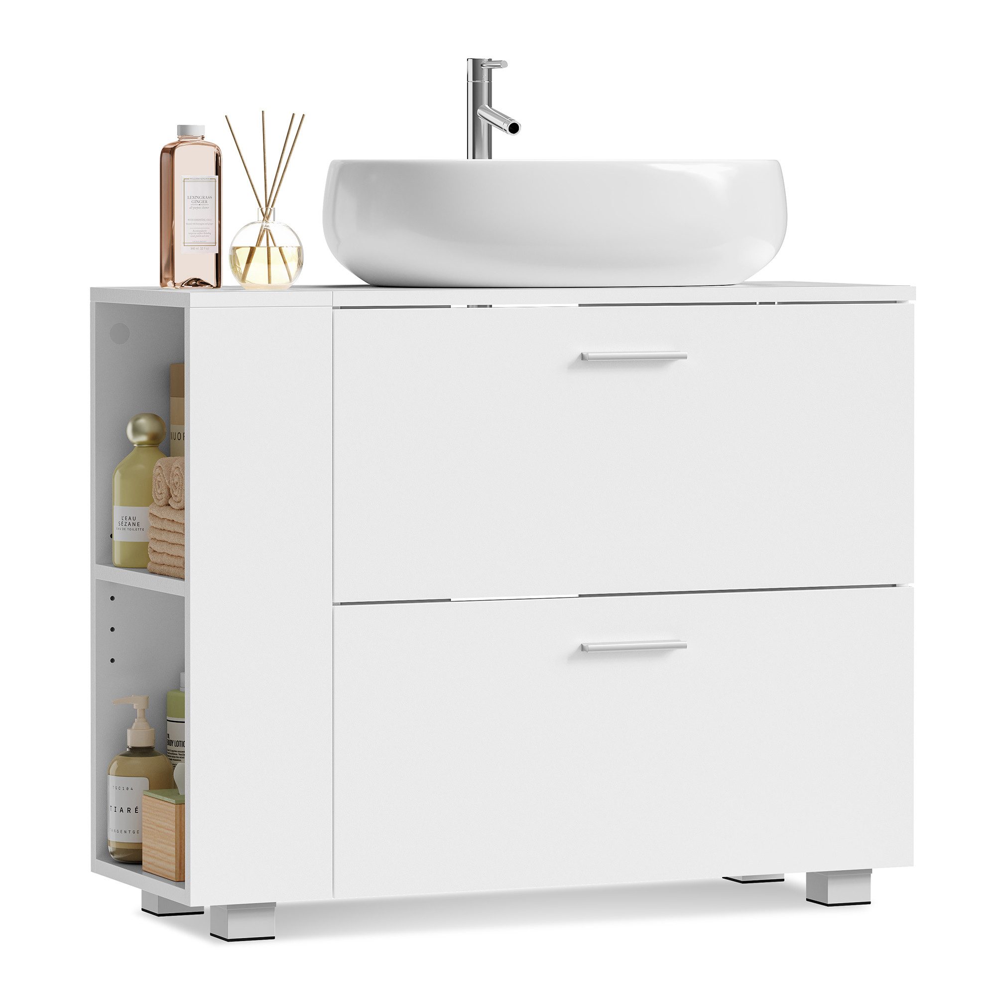 VASAGLE Waschbeckenunterschrank Badschrank offene Fächer an einer Seite, re günstig online kaufen