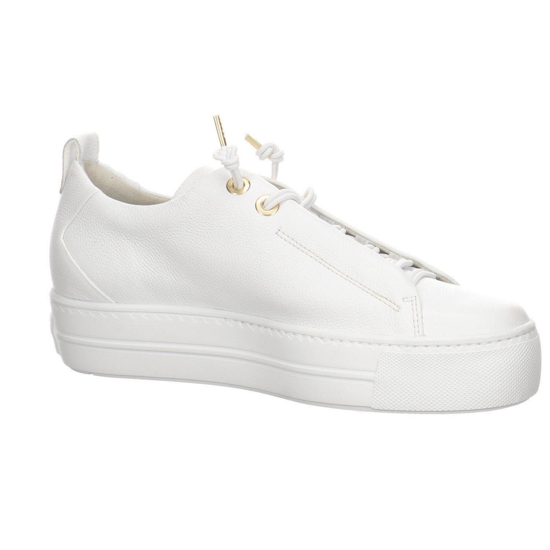 Paul Green Damen Sneaker Schuhe white/gold Glattleder Schnürschuh Slip-On Sneaker
