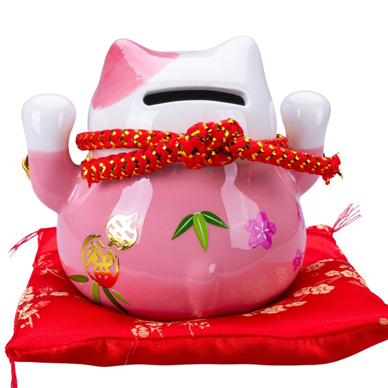 Goodwei Dekofigur Maneki-neko Spardose mit zwei Glocken (rosa, 12 cm) (1 St günstig online kaufen