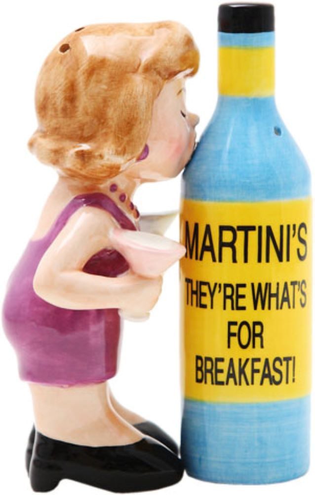 MystiCalls Salz- / Pfefferstreuer Salz- und Pfefferstreuer Frau mit Martini Flasche Martine Love, (2-tlg), Mit Magneten verbunden