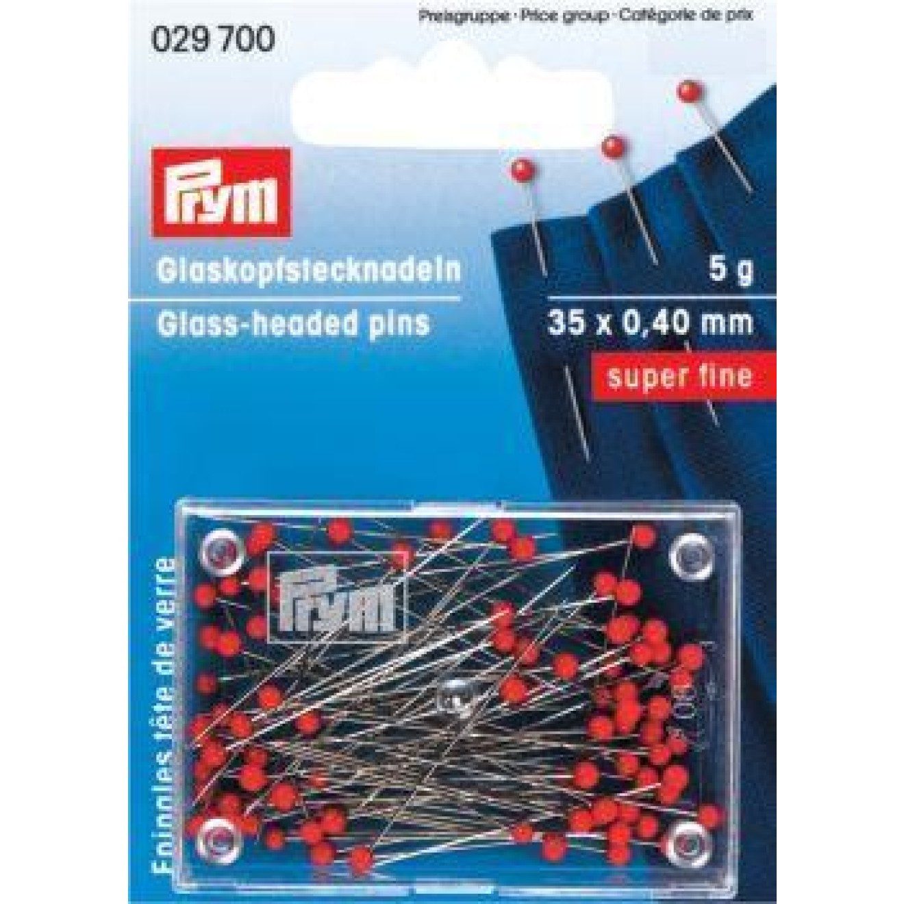 Prym Stricknadeln Glaskopfnadeln 0,40x35 mm silberfarbig rot 5 g
