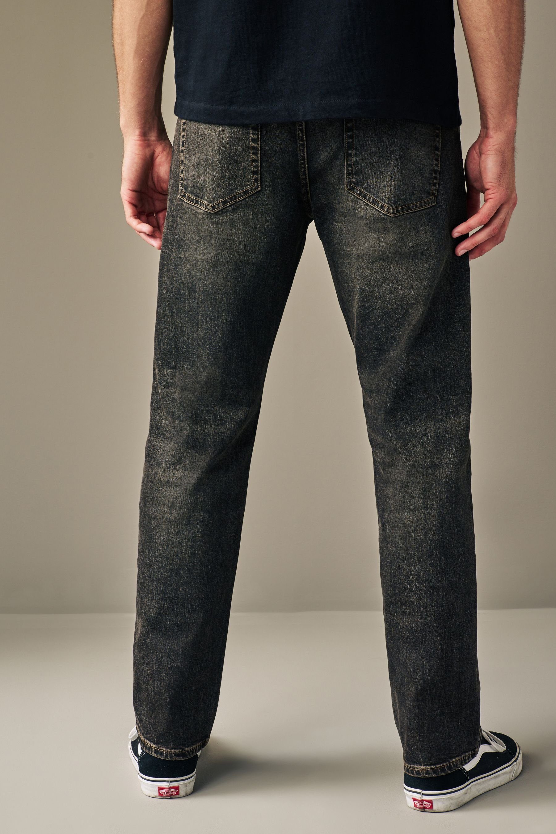 Next Straight-Jeans Straight (1-tlg) Vintage-Look Stretch-Jeans Tint Brown im Fit