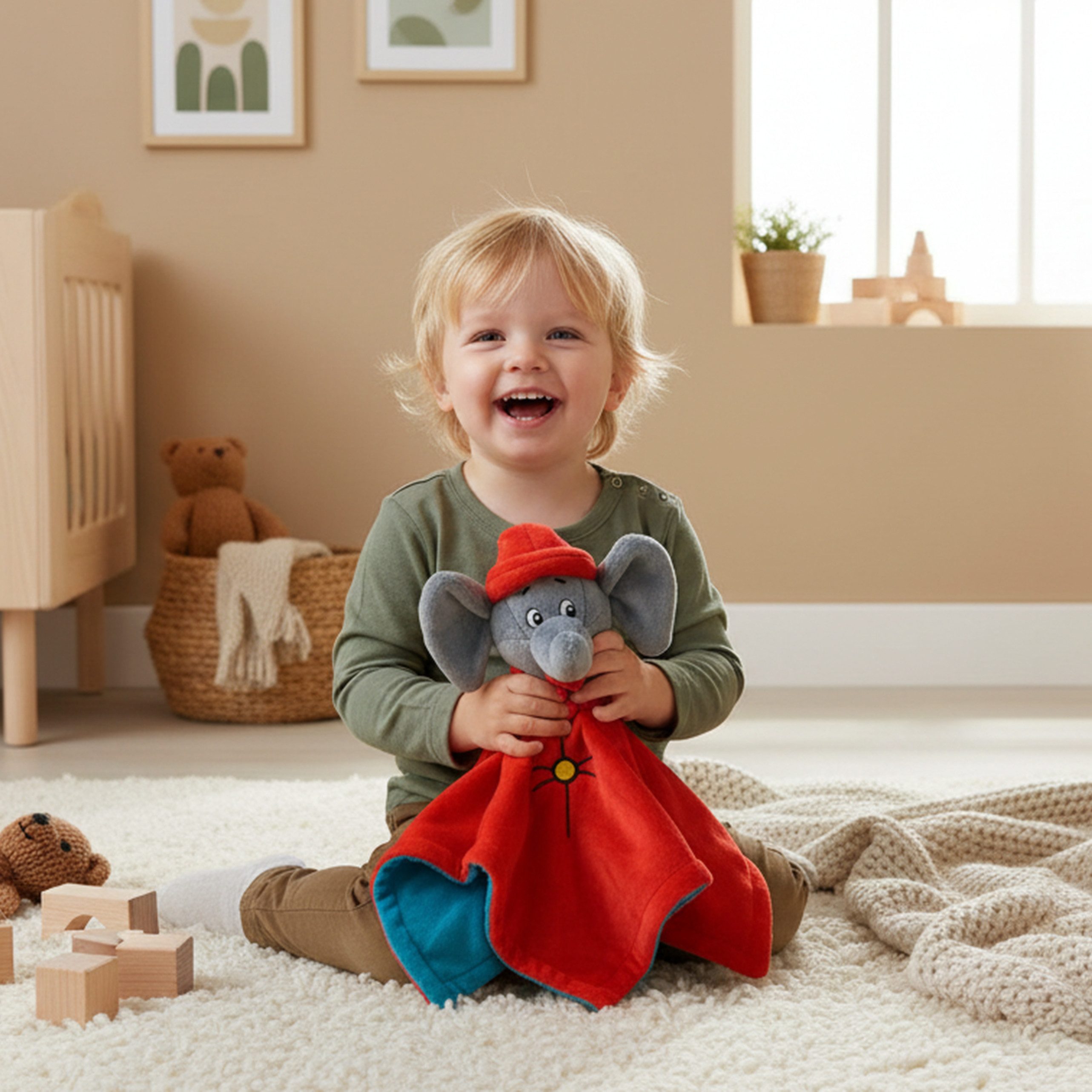 MTOnlinehandel Kuscheltuch Benjamin Blümchen 35x35 cm – Schmusetuch für Babys & Kleinkinder, (1-tlg), Sanfter Begleiter für kleine Fans – ideal zum Kuscheln und Einschlafen