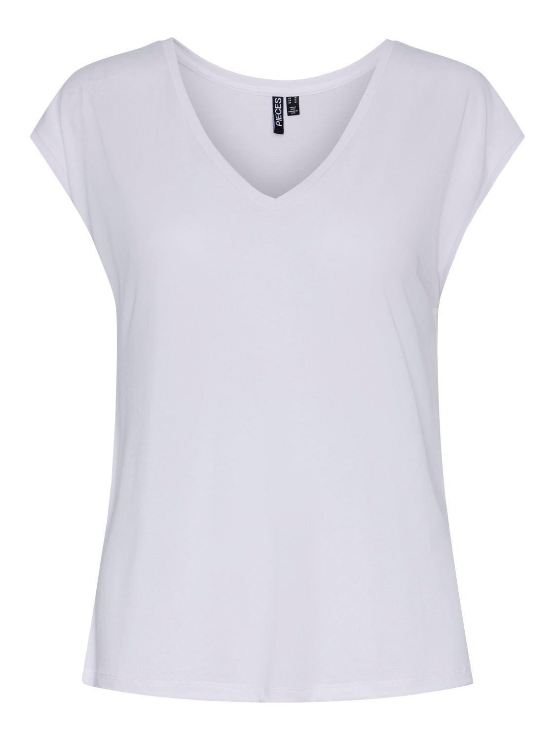 Pieces Blusenshirt, V-Ausschnitt, Flügelärmel, für Damen, weiß